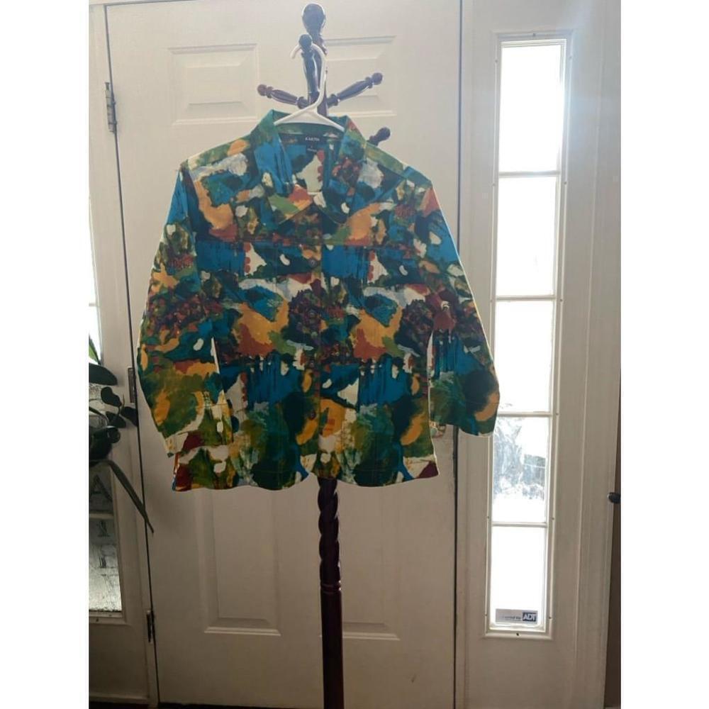 Women's Kaktus L Blue Green Abstract jacket